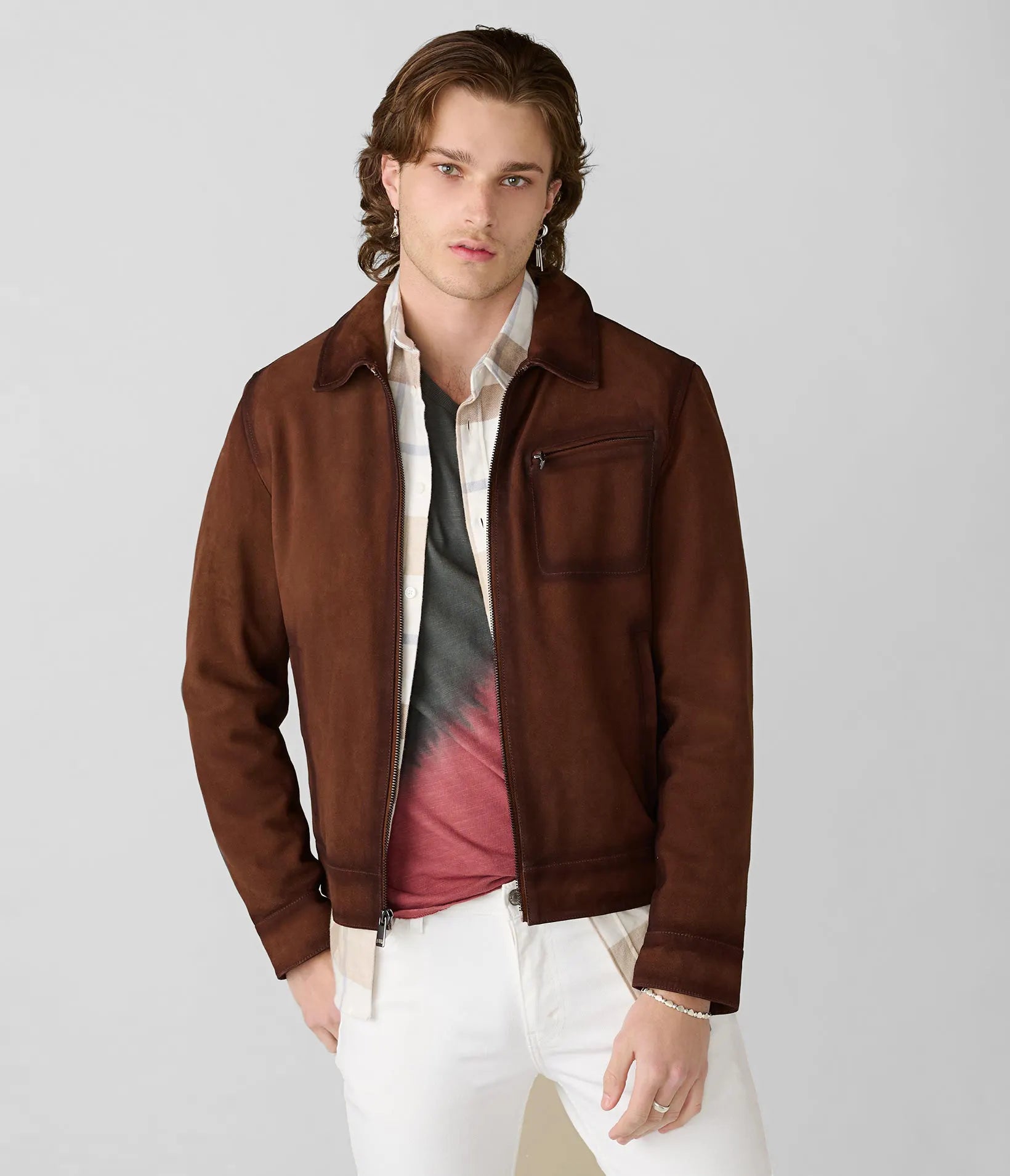 Adam Leather Jacket With Multi Stripe
